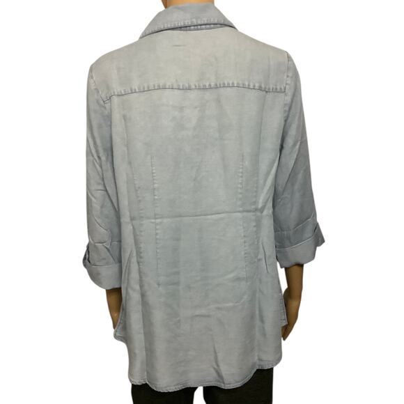 Soft Sorroundings Washed Tencel Tunic roll sleeves size PM light wash denim - Picture 4 of 9